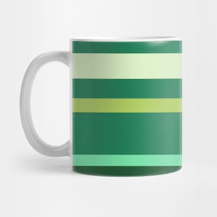 A miraculous harmonization of Salem, Medium Aquamarine, Tea Green, Cal Poly Pomona Green and June Bud stripes. Mug